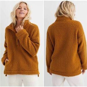 Aerie Cloud Sherpa Oversized Button Pullover